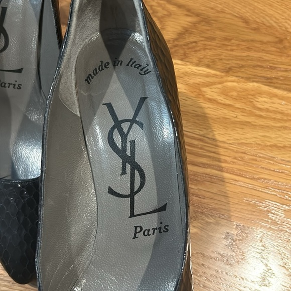 YSL Snakeskin Black Classic Pump 3” Heel Vintage Size 8  Made In Italy - Picture 4 of 12